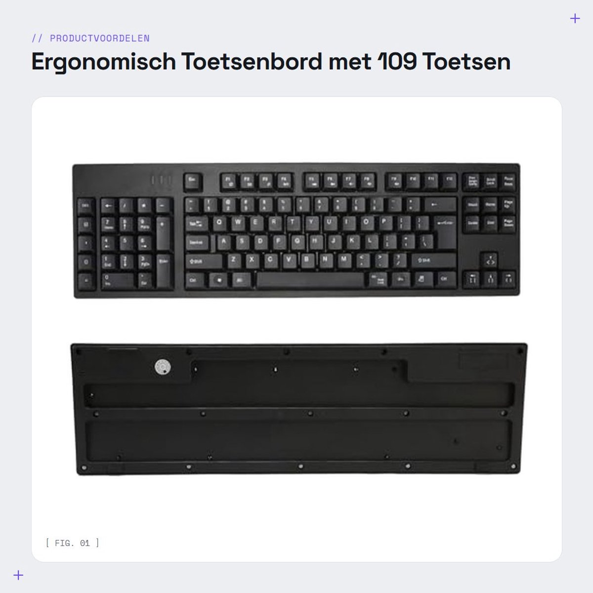 Dailygoods - Ergonomisch Toetsenbord met 109 Toetsen voor Kantoorgebruik