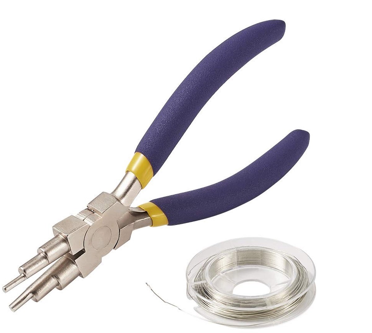 Dailygoods- Draadlooper 6-in-1 - Ronde Neus Tang - Koolstofstaal - Antislip Handvat - Voor Lussen 2 mm tot 10 mm - Inclusief Koperen Draad
