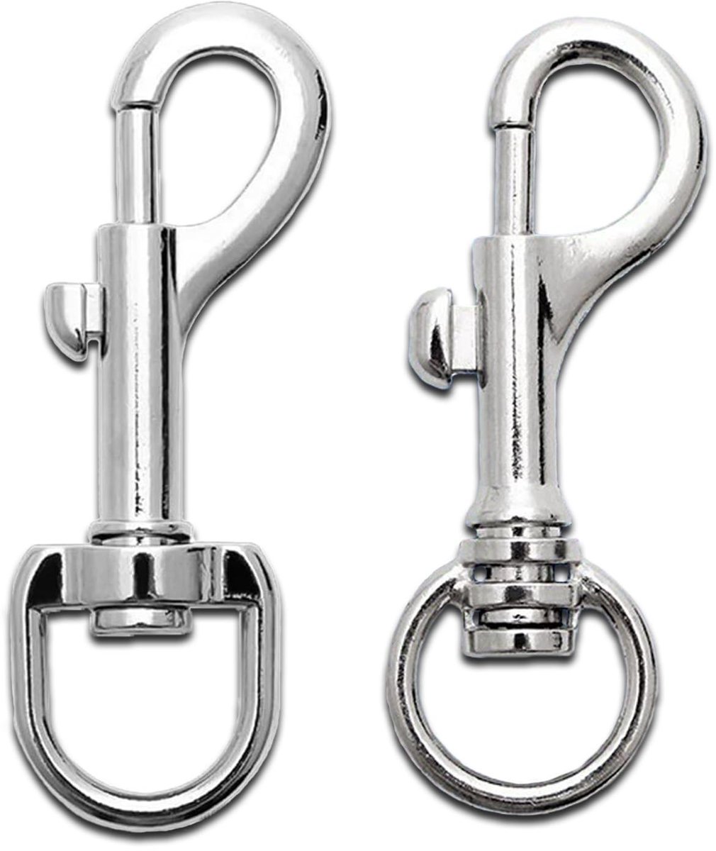 Dailygoods- Karabijnhaak met draaischarnier - Roestvrij Staal - Hondenriem/Sleutelhanger - Set van 2 - Duurzaam - 72 mm lengte - Haak