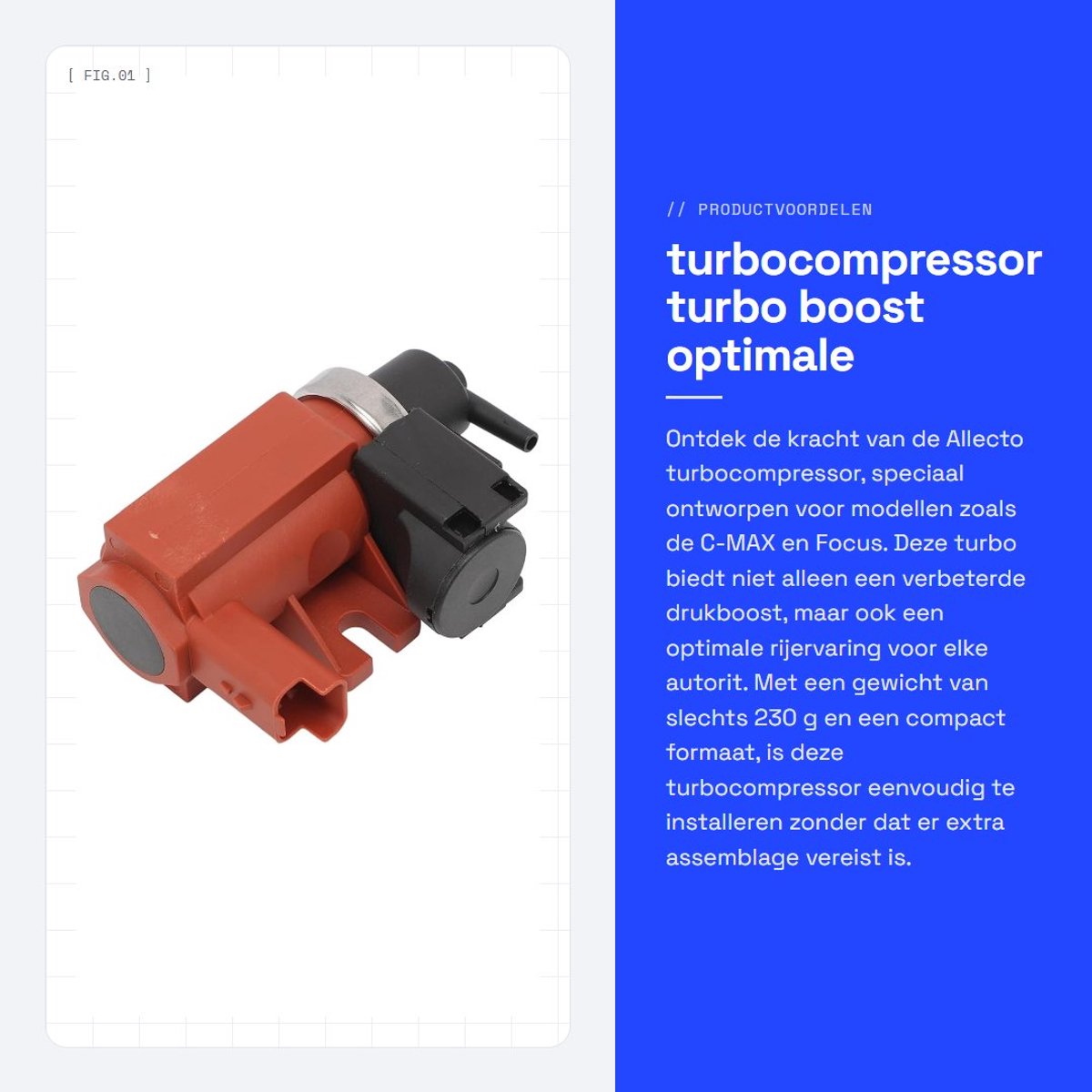 Dailygoods- Turbocompressor voor C-MAX - Turbolader - Drukregelklep - Solenoïde - Drukconverter - 2.0 TDCl