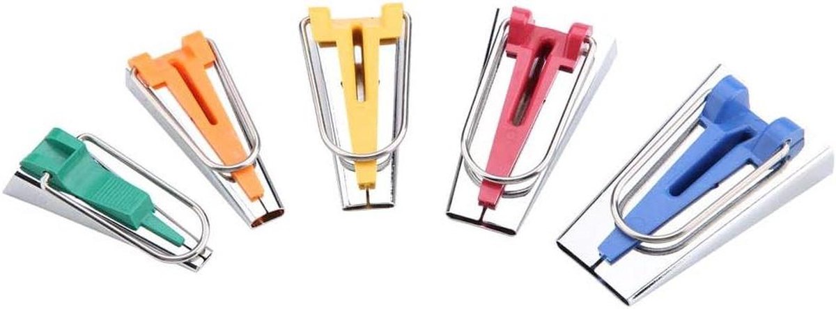 Quilt Bias Tape Maker - Stofbinder Gereedschap - Naaien en Quilten - Verstelbare Stofvouw - 5-delige Set - Multicolor