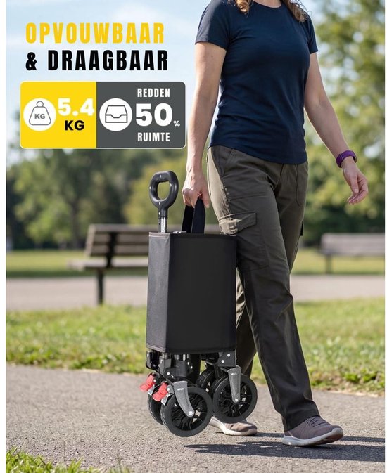 KAD® Bolderkar - Opvouwbare Bolderkar - Compact & Wendbaar - Zwart - 31cm x 57cm x 93cm van Kad — afbeelding 4
