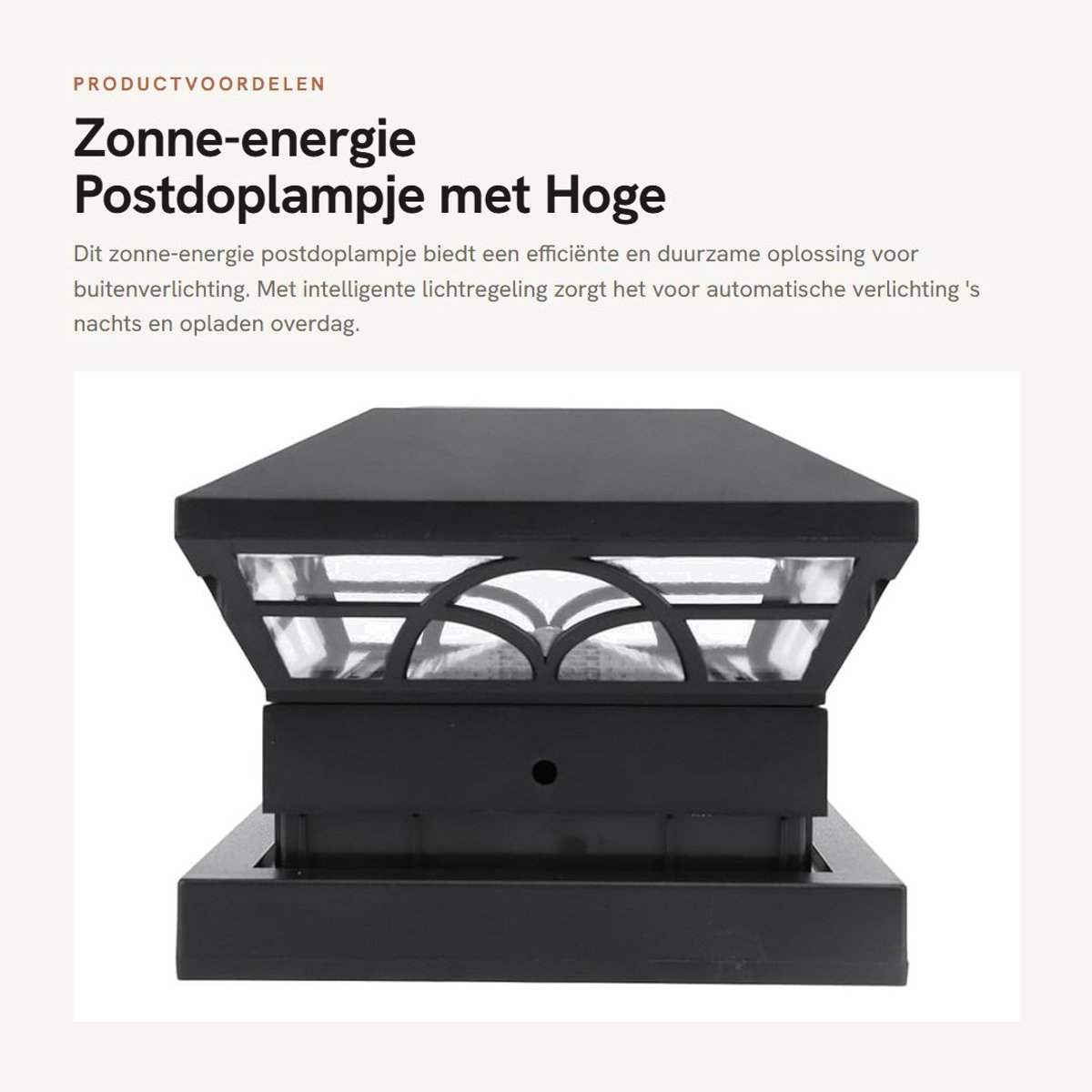 Dailygoods- Zonnepostdoplampje Hoge Helderheid - Tuinverlichting - Solar Tuinlamp - Intelligente Besturing - Veilig en Langdurig - Eenvoudige Installatie