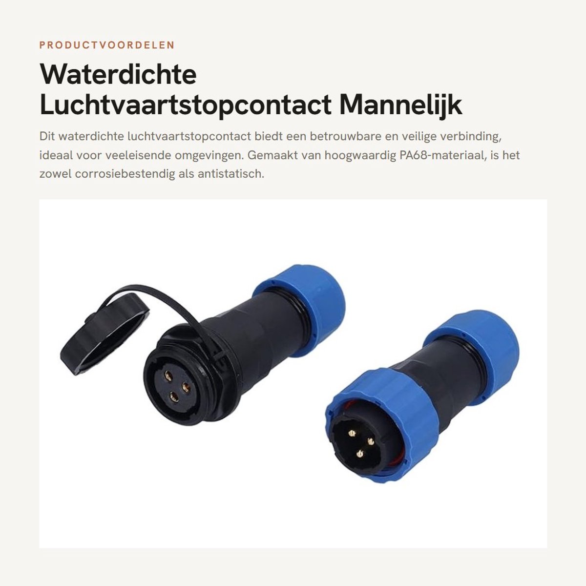 Dailygoods - Waterdichte Luchtvaartstopcontact Mannelijk en Vrouwelijk (3 Cores)