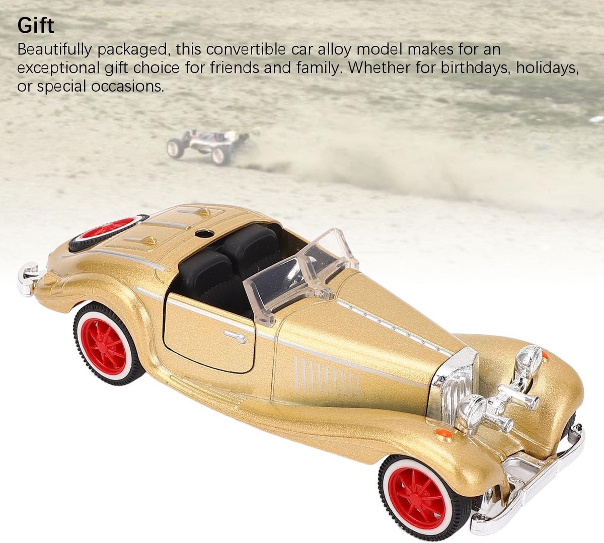 Dailygoods- Diecast Model Auto 1:32 - Vintage Cabriolet - Educatief Speelgoed - Veilig voor Kinderen - Metalen/Plastic - Stimuleert Fantasie - Modelauto