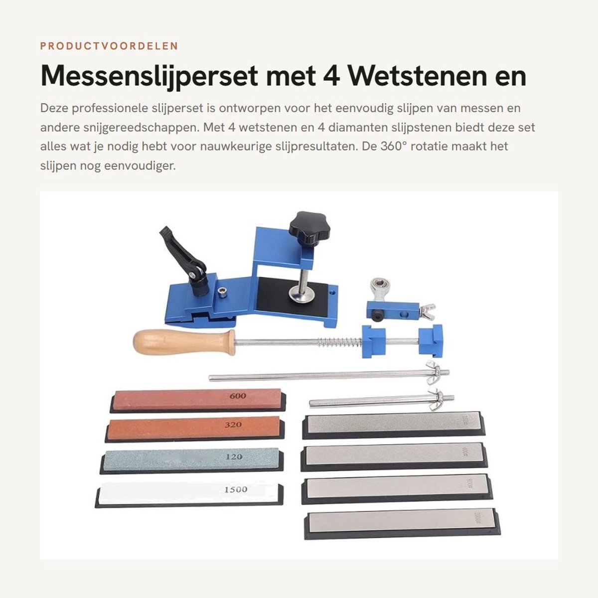 Dailygoods- Messenslijperset Professionele Precisie - 4 Slijpstenen - 4 Diamantslijpstenen - 360° Rotatie - Eenvoudig Te Bedienen - Roestvrij Staal - Slijper