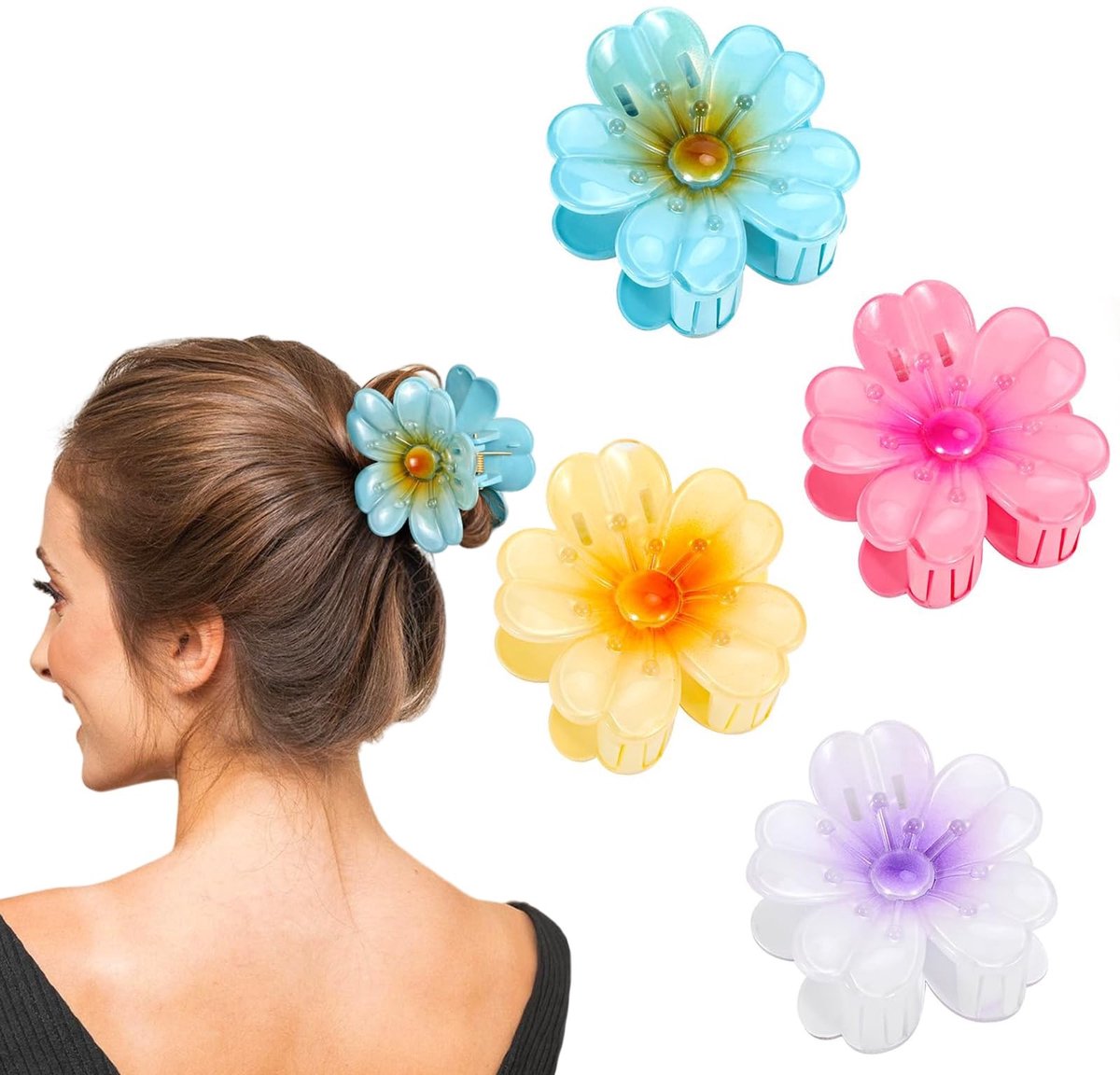 Dailygoods- Bloemenhaarspelden - Sterke Grip - Haarklemmen - Zomeraccessoires - Elegante Bloemenmotieven - Geschikt voor Alle Haartypes