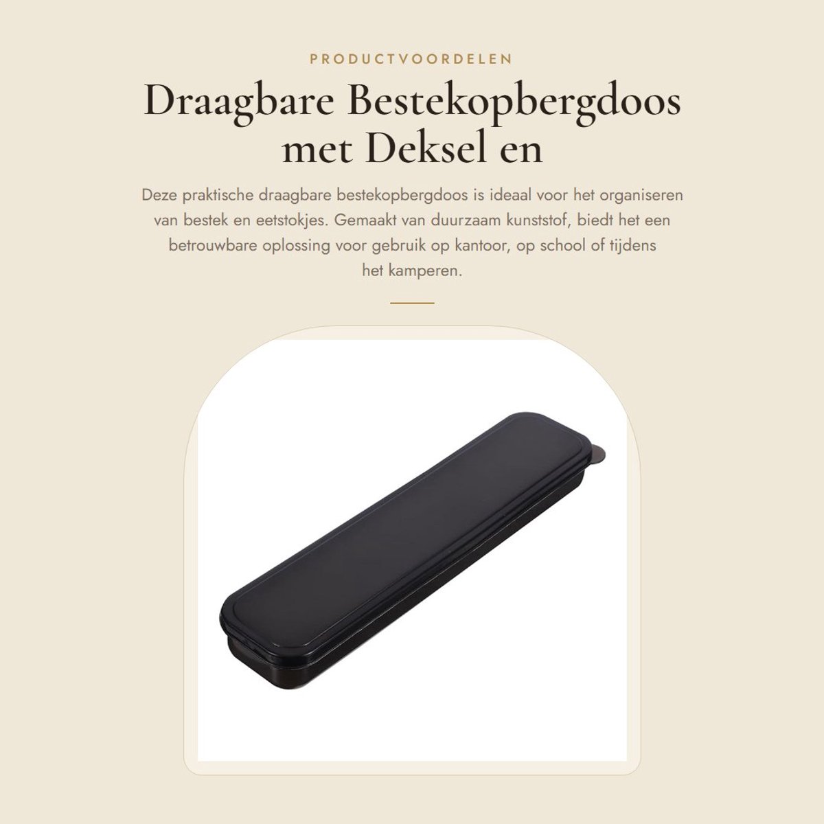 Dailygoods- Bestekopbergdoos Draagbaar - Bestekhouder - Organizer - Eetstokjeshouder - Kunststof - 24,5 x 5,8 x 3 cm