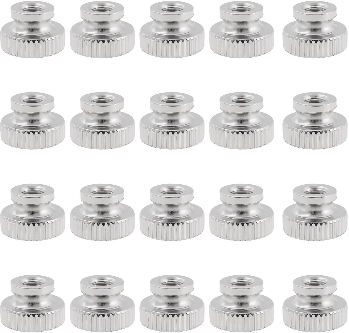 Dailygoods- Knurled Thumb Nuts M4 - 80 Stuks - Hoogwaardige Koolstofstaal - Nickel Geplateerd - Antislip - Voor 3D Printers - Corrosiebestendig - Moeren