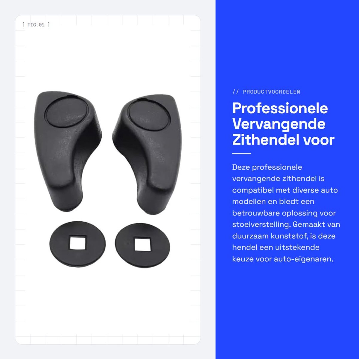 Dailygoods- Vervanging Professionele Zithendel - Verstelbare Handgreep - Kunststof - 2 Stuks - Compatibel met Renault - Slijtvast en Duurzaam - Stoelhendel