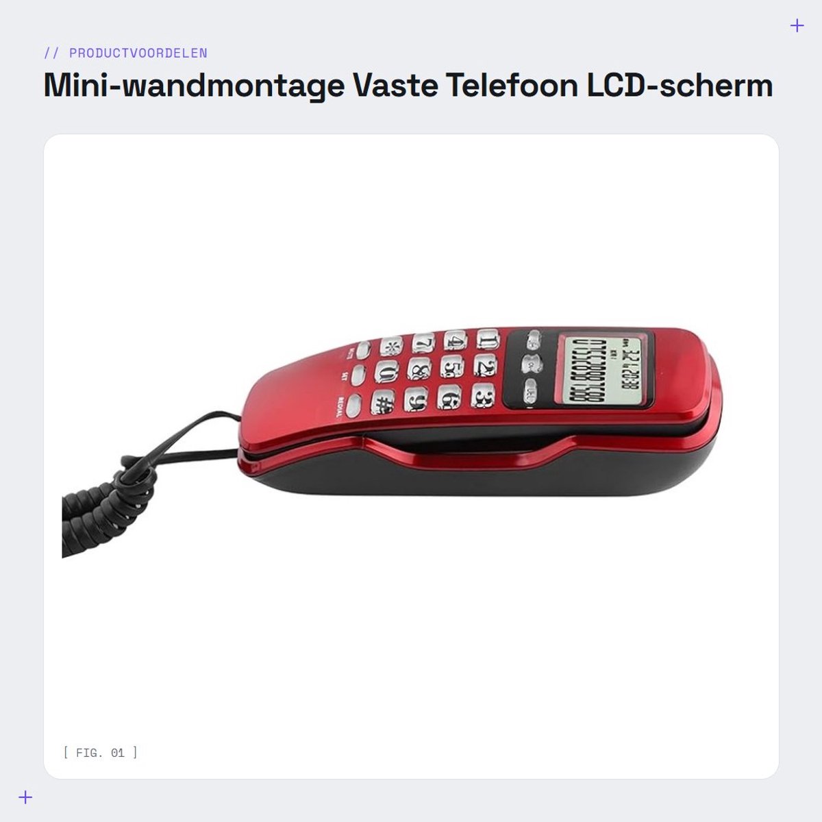 Dailygoods- Wandtelefoon met LCD-scherm - Dubbel nummerherkenningssysteem - Inkomende geheugen - Multifunctionele telefoon - Terugbelfunctie - Voor thuiskantoor/hotel - Vaste Telefoon