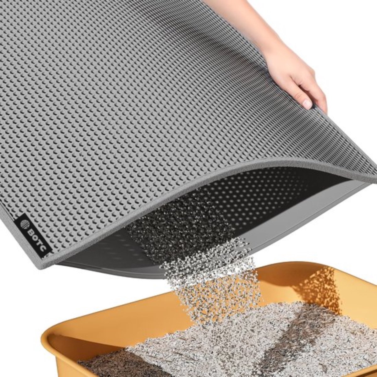 BOTC Kattenbakmat XL - Dubbellaags - 60x45 cm - Waterdicht - Urinebestendige opvangmat - 1 stuk - Grijs van BOTC