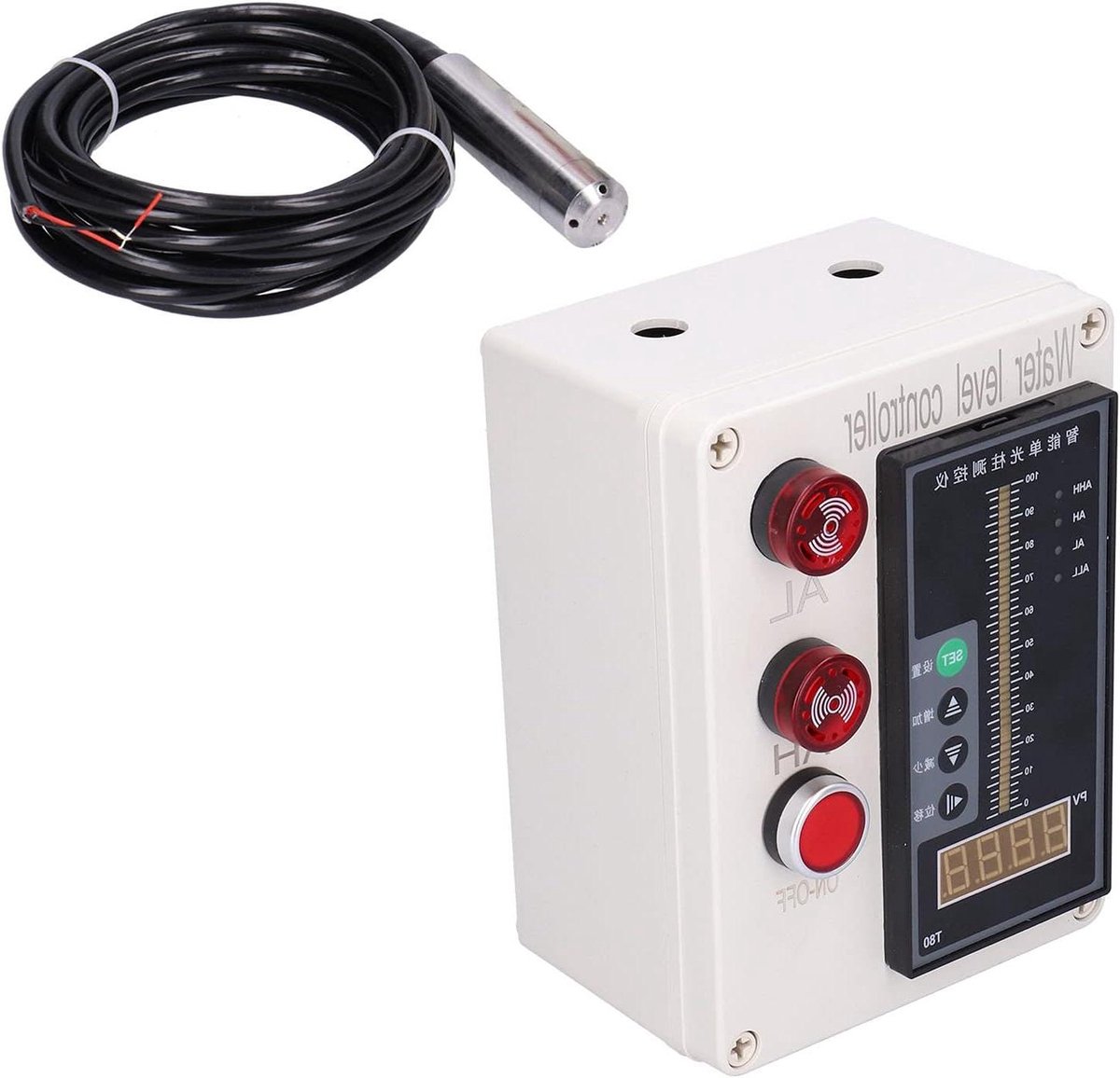 Waterniveauregelaar - Vloeistofindicator Alarm - Nauwkeurig Meten - Robuust Waterdicht Ontwerp - AC 200V - Zilver