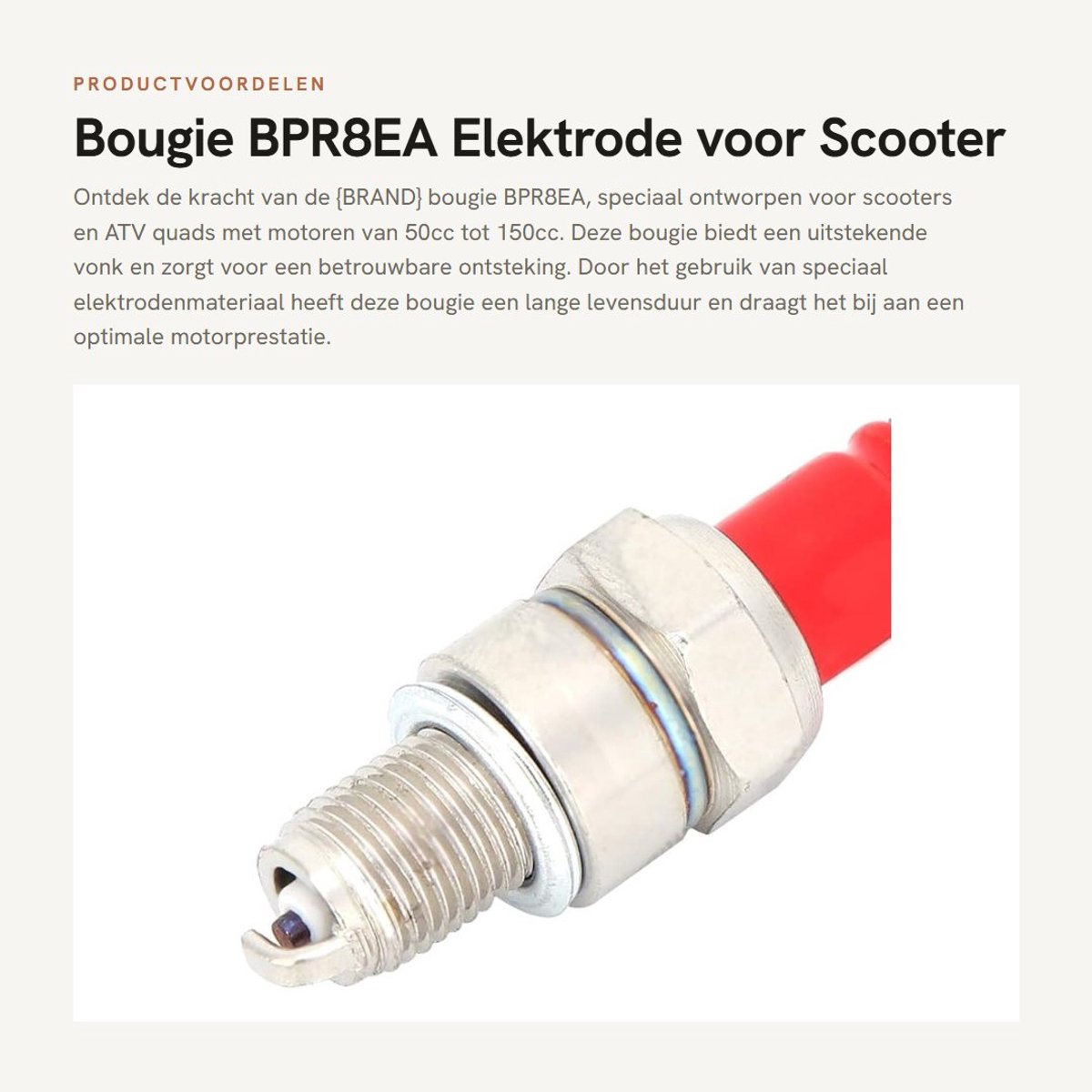 Dailygoods - Bougie BPR8EA - Elektrode voor Scooter - Lange levensduur - 50cc 150cc - Verhoogt motorvermogen - Verbeterde brandstofefficiëntie - Gesch...