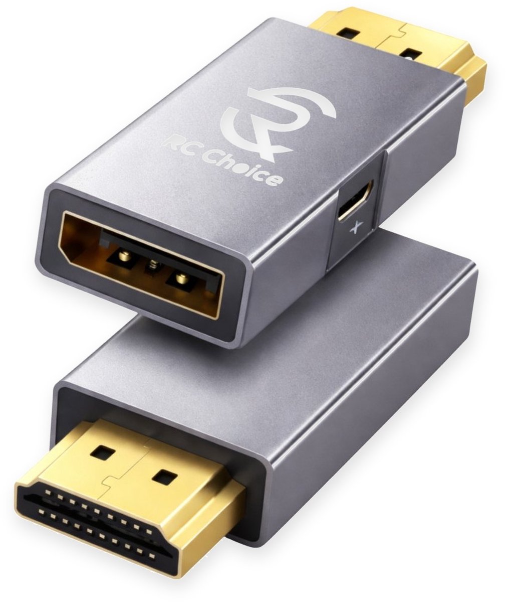 HDMI naar DisplayPort Adapter - 4K 60Hz - DP Male naar HDMI Female - Aluminium