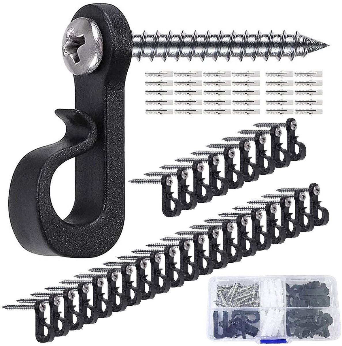 Dailygoods- Licht Haken Set van 30 - Ophanghaken - Schroefhaken - Haakjes voor Kerstverlichting - Duurzaam - Tot 7,5 kg Belastbaar