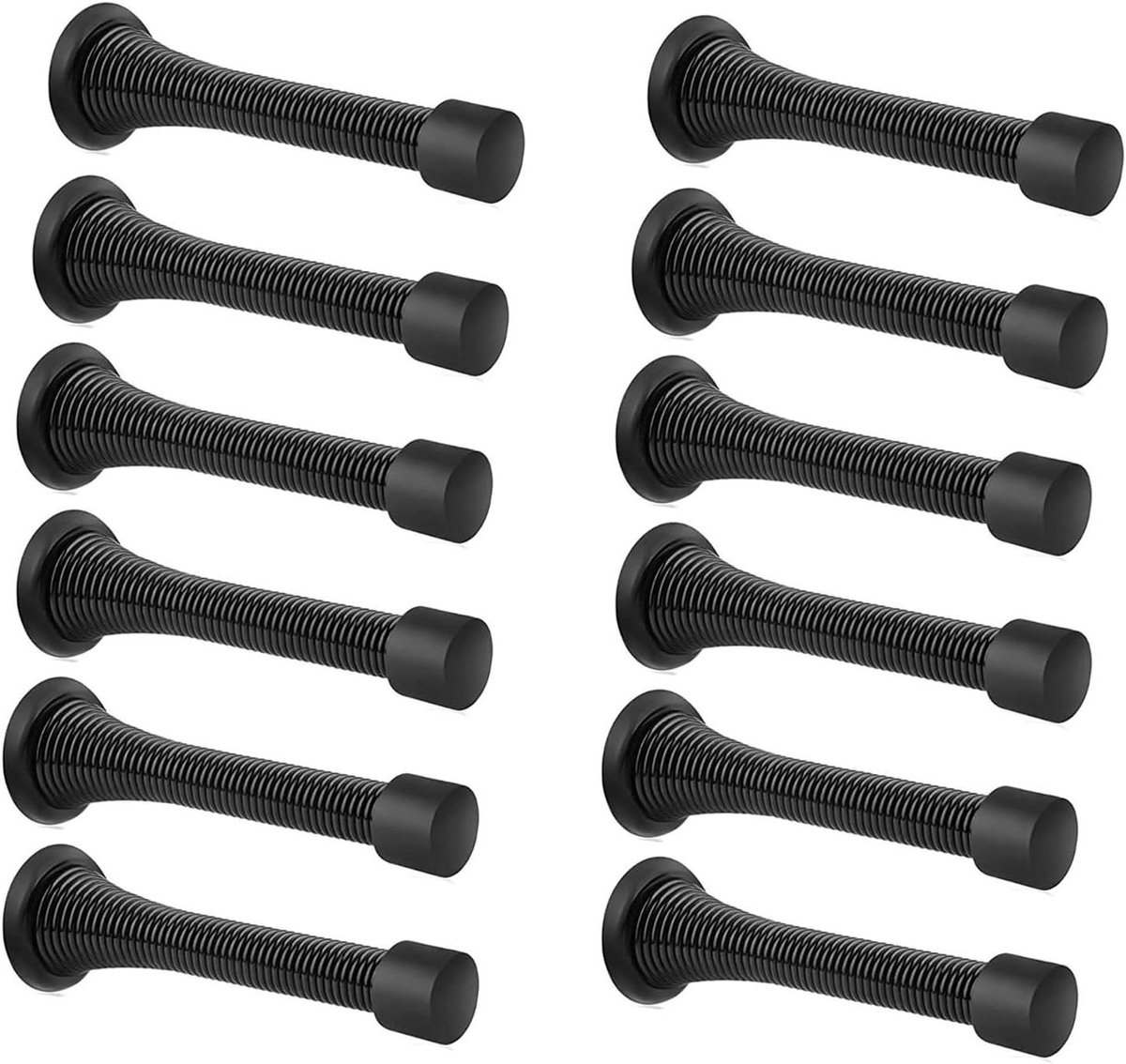 Deurstopper Set - Veer Stopper - Muren Beschermen - Met Rubberen Bumper - 12 Stuks - Zwart
