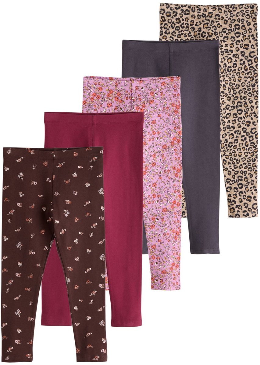 Next - Meisjes - Set van 5 leggings - Bruin