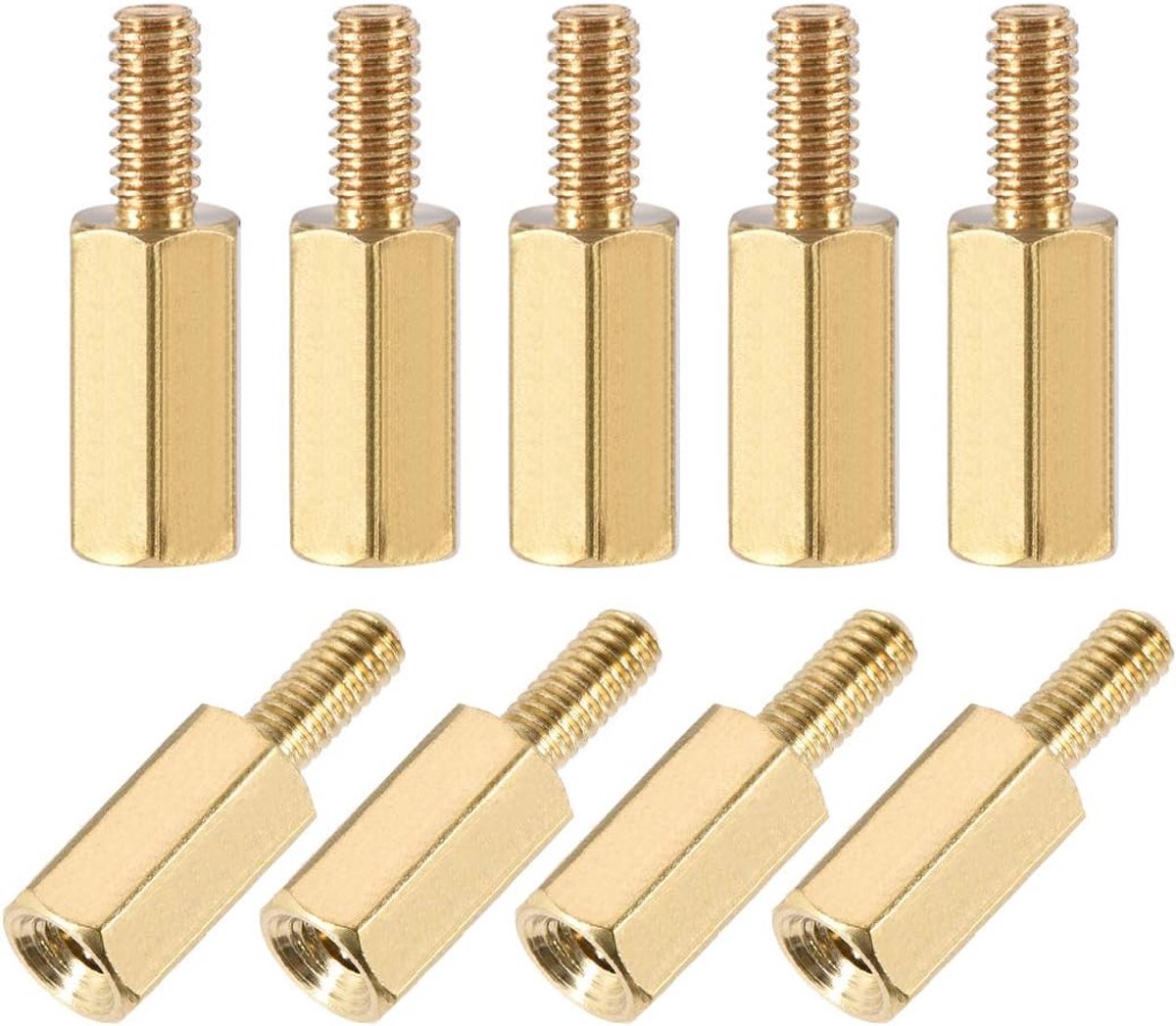 sourcing map 50 stk.M2,5x10mm+6mm messing zeskant PCB hoofdbord afstandhouders