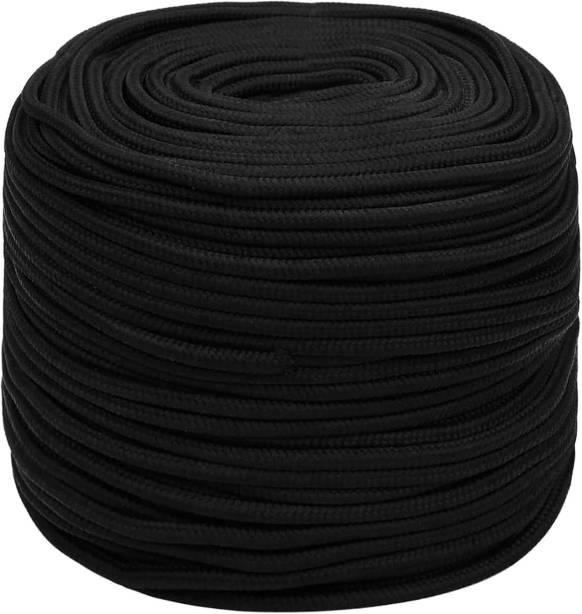Werktouw, bootlijn, ankerlijn, aanmeerkabel, polypropyleen, gevlochten lijn, zwart, 8 mm, 100 m, polyester