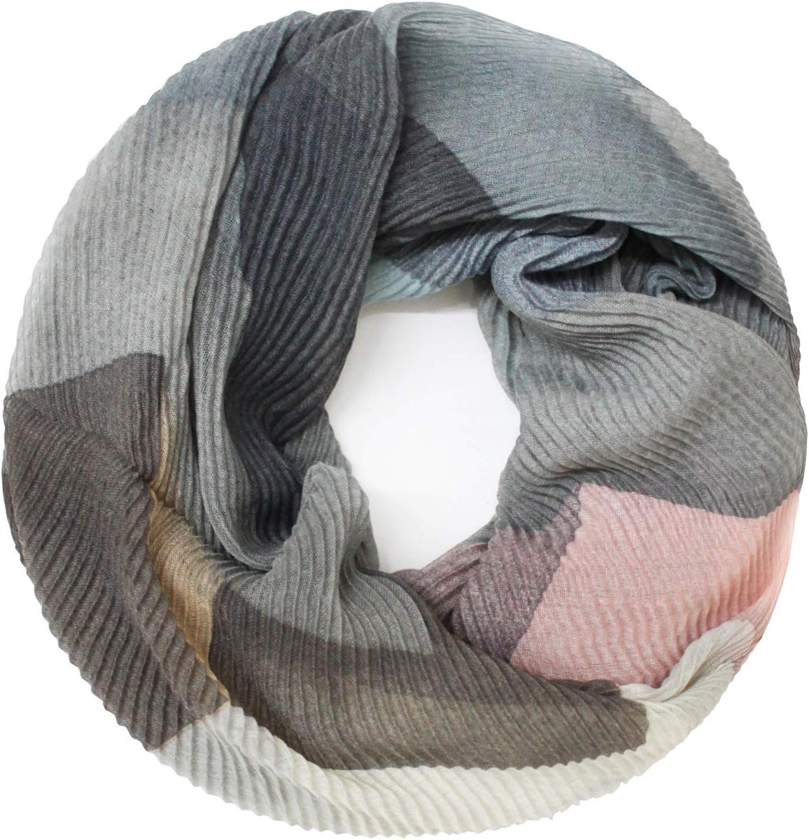 Gebreide sjaal voor dames, warme en zachte colsjaal met abstracte motieven, crash crinkle