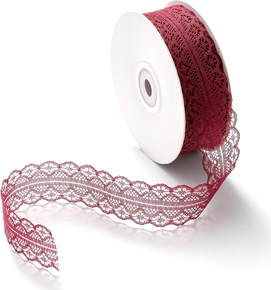 Donkerrood kanten lint vintage, kanten rand rood, decoratielint bruiloft sierlint cadeaulint breed 3 cm lint kant