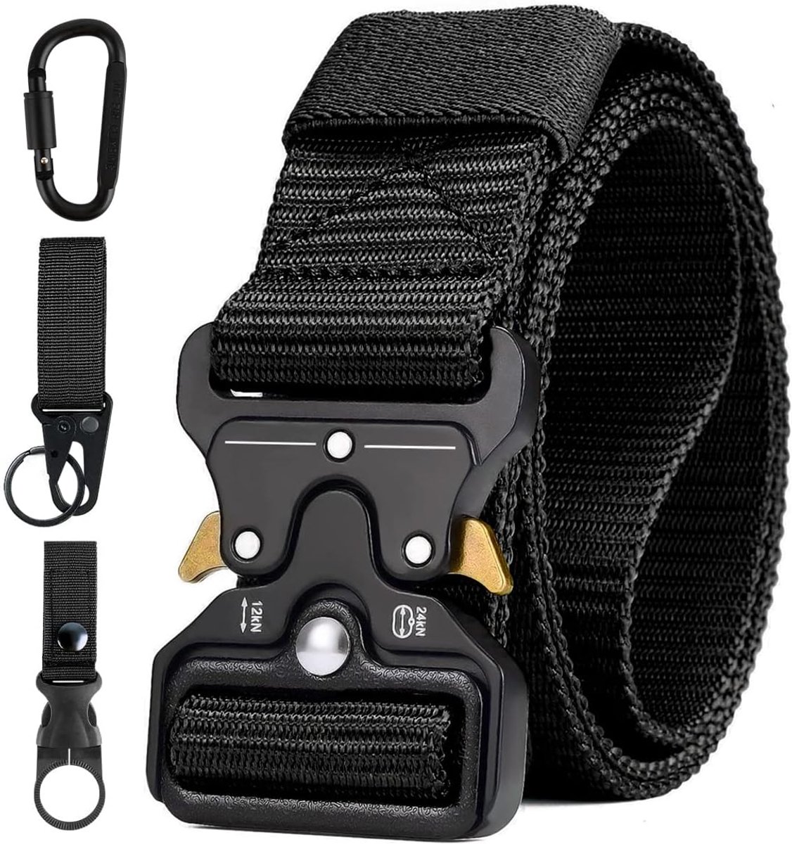 Mannen tactische riem, militaire stijl zware nylon heupgordels | Tactische Riem met metalen gesp met snelsluiting voor jachttraining leger rennen [3 haak] 125 * 3.8 CM (L * W)