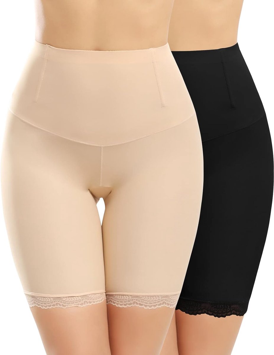 Dames Anti Schuren Shorts Buikcontrole Hoge Taille Kant Body Chub Wrijf Shorts Slipje Ijs Zijde Knickers Afslanken Slip Shorts voor Onder Jurken