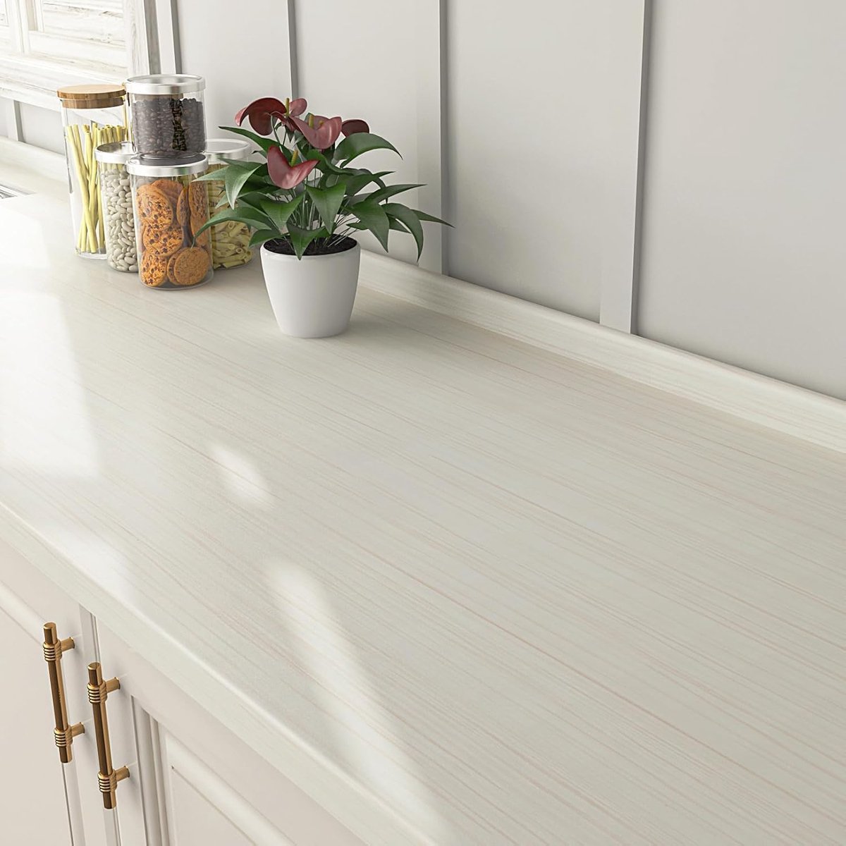 Behang houtlook beige wit behang muur woonkamer afwasbaar plakfolie houtlook werkblad beige wit meubelfolie zelfklevende tafel houtfolie keuken 30CMx5M