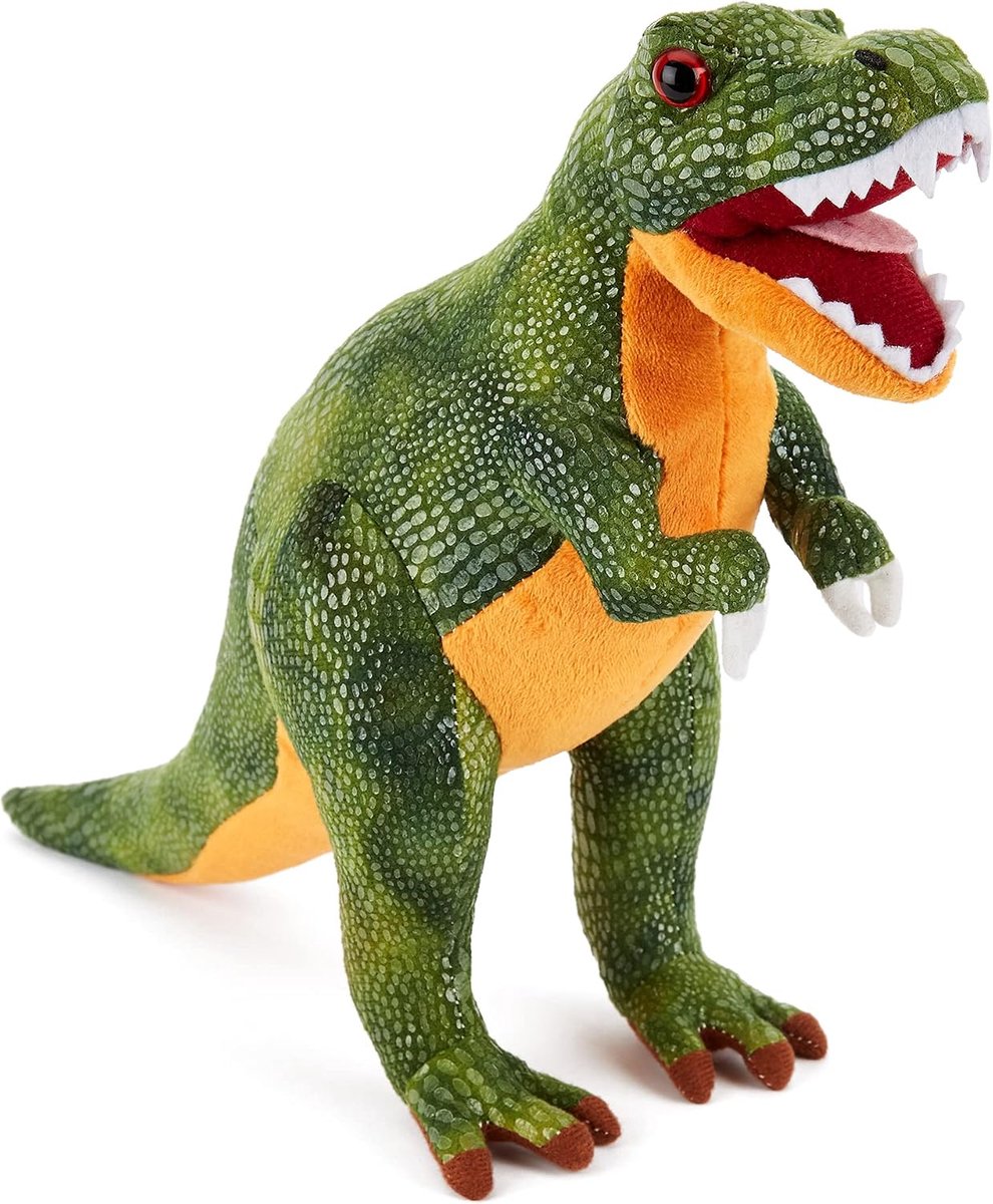 Co Pluche kinderknuffel, zacht knuffelig pluche, onderdeel van de safaridierencollectie, perfect voor kinderen (30 cm diep) (T-rex groen)