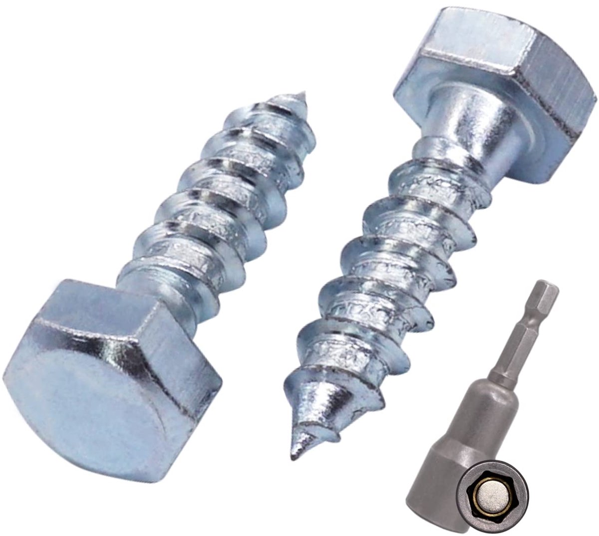 (30 stuks) DIN 571 verzinkte staal zeskant houtschroeven M8 x 30 mm, schroeven, zeskantschroef, sleutelschroeven (met magnetisch zeskantbit)