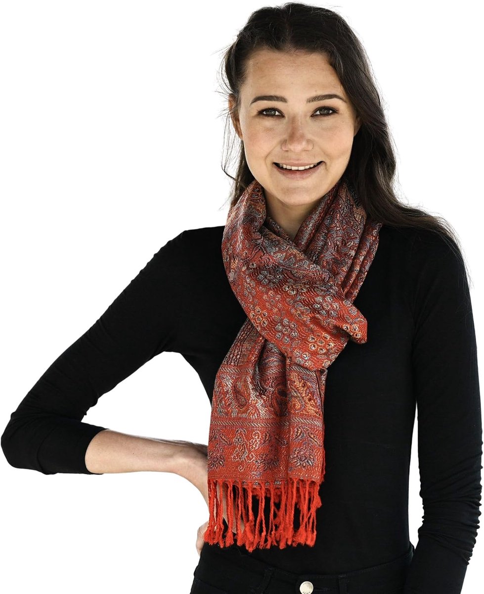 sjaal rood paisley patroon voor dames en heren schouderdoek 185 cm x 70 cm stola, 4. rood, 180x70cm