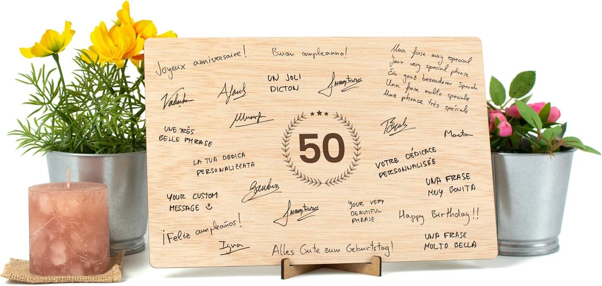 Cadeau Gouden Bruiloft & 50e Verjaardag | Felicitatiekaart & Decoratie 50 Jaar | Ideeën voor Abraham Sarah Ouders Opa Oma (50)