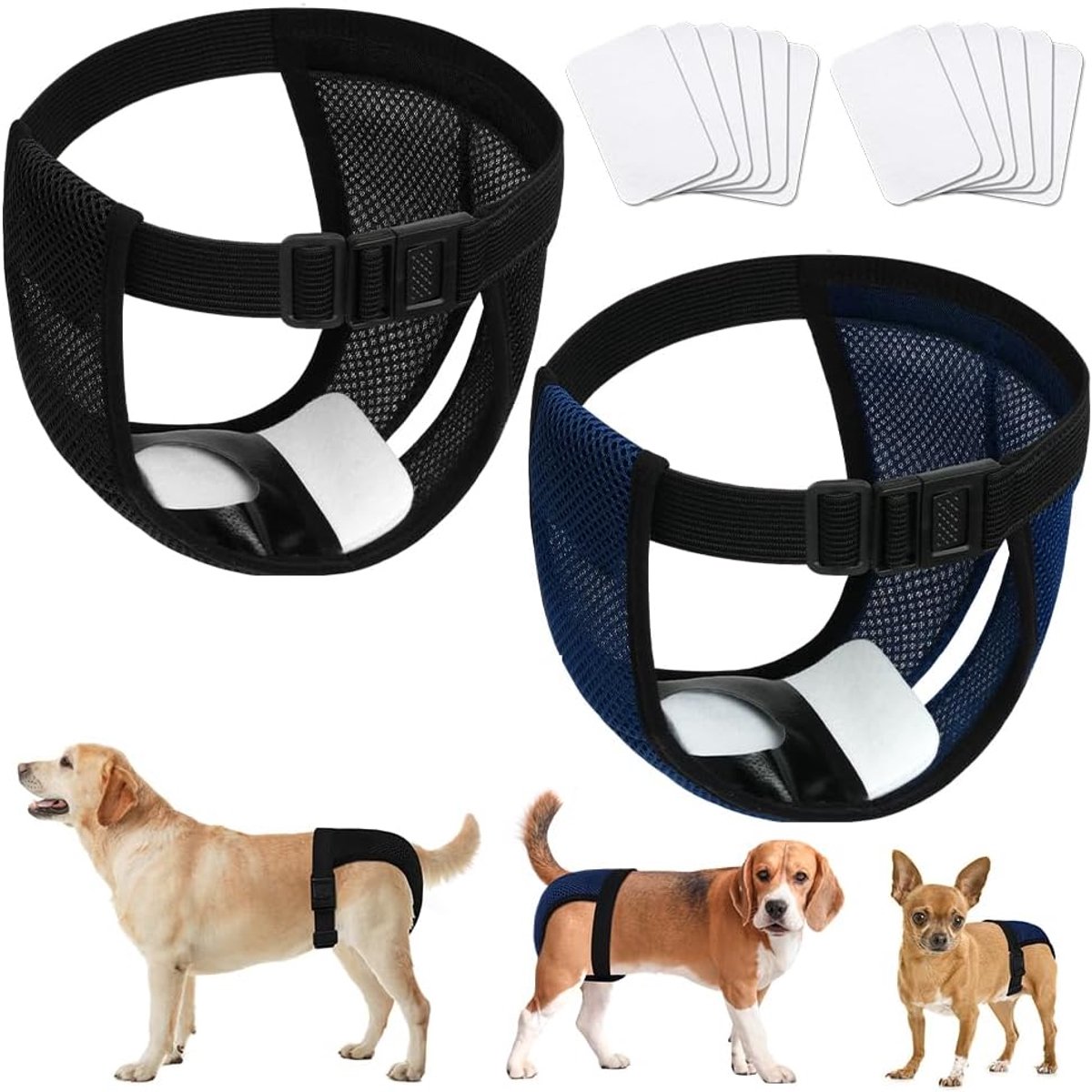 Luiers - 2-Pack Met 6 Maandverband, Verstelbare Beschermende Broeken, Wasbare Puppy Maandverband Broekjes, Honden Periode Broekjes, Luiers Wrap