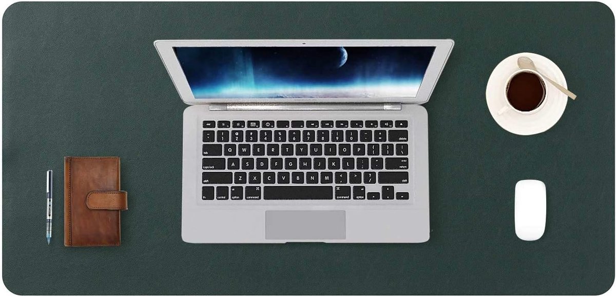 Grote Mousepad XL, Bureaulegger Bureaumat, Bureau Vloeipapier Schrijfblok, Laptop Bureaumat voor kantoor/thuis, PU-leer waterdicht + suède antislip 80 x 40 cm (Donkergroen)