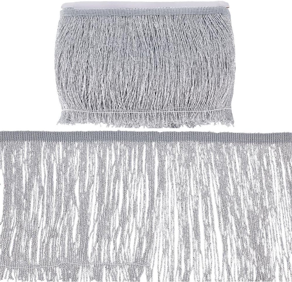 10 m glinsterende franjes boord 15 cm breed polyester kwasten kant afwerking metallic zilver wit franjes kant afwerking om te naaien kwasten kant afwerking voor Latijns-Amerikaanse