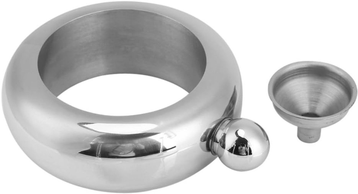 3,5 oz/100 ml alcoholkan-armband, armbandfles met trechter, geschikt voor armbanden, fles voor feestjes, 304 roestvrij staal (zilver)