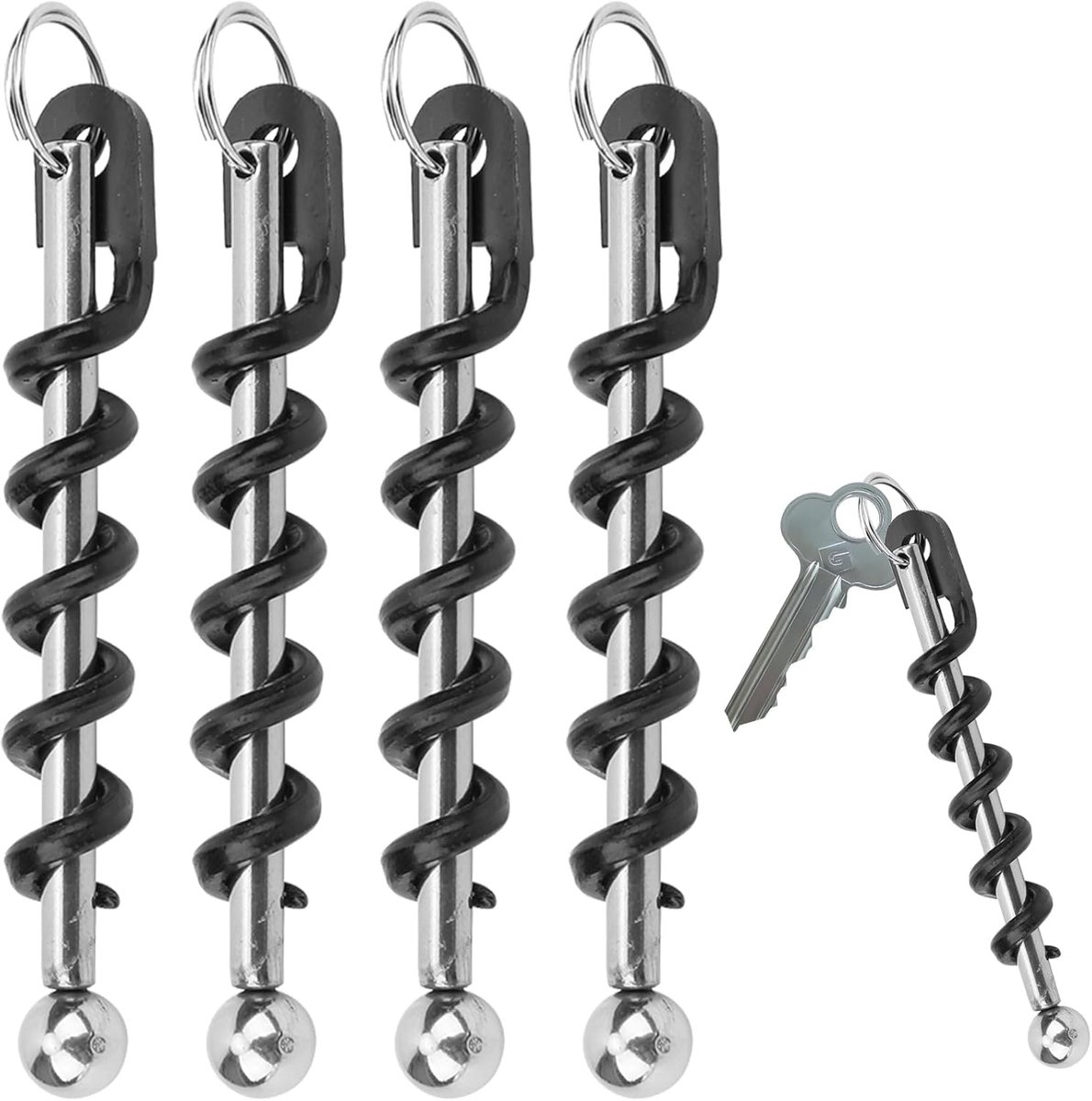 4 stuks kurkentrekker, sleutelhanger, mini-wijnflesopener, draagbare rode wijnflesopener, voor bier, flesopener, sleutelhanger, flesopener, voor picknick, camping en feestjes