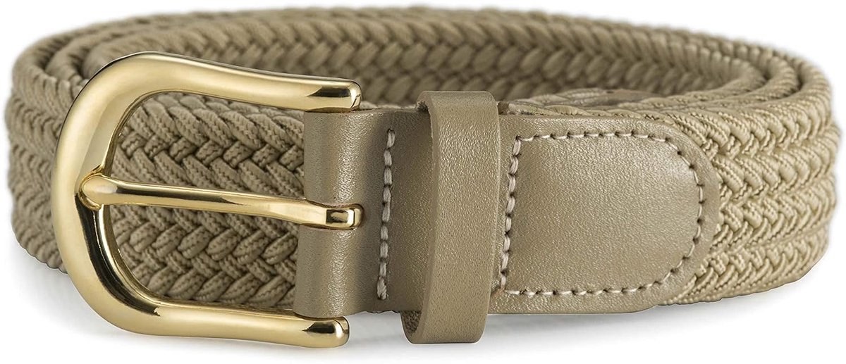 Stretchriem voor heren/dames ─ 30 mm breed met goudkleurige metalen gesp elastische stof geweven gevlochten 11 kleuren maten Small - 3XL