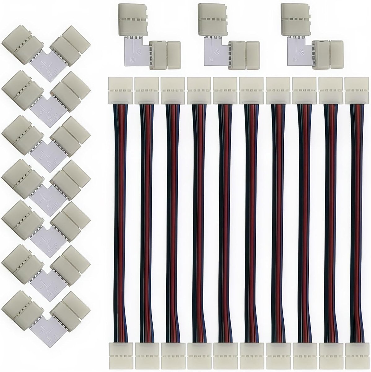 Soldeerloze Draad Pin 10mm Brede 5050 RGB LED Lichtstrip, 4 Pin Rechte Hoek Soldeerloze Connector, Totaal 20 Stuks