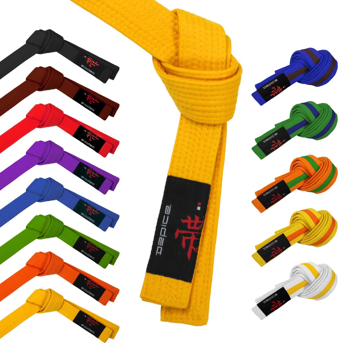 SnelShoppen - Vechtsportriem voor Volwassenen Unisex, Geel-Oranje, 220 cm, Ideaal voor Sport en Training, Sterk en Duurzaam Materiaal, Perfect voor Ve