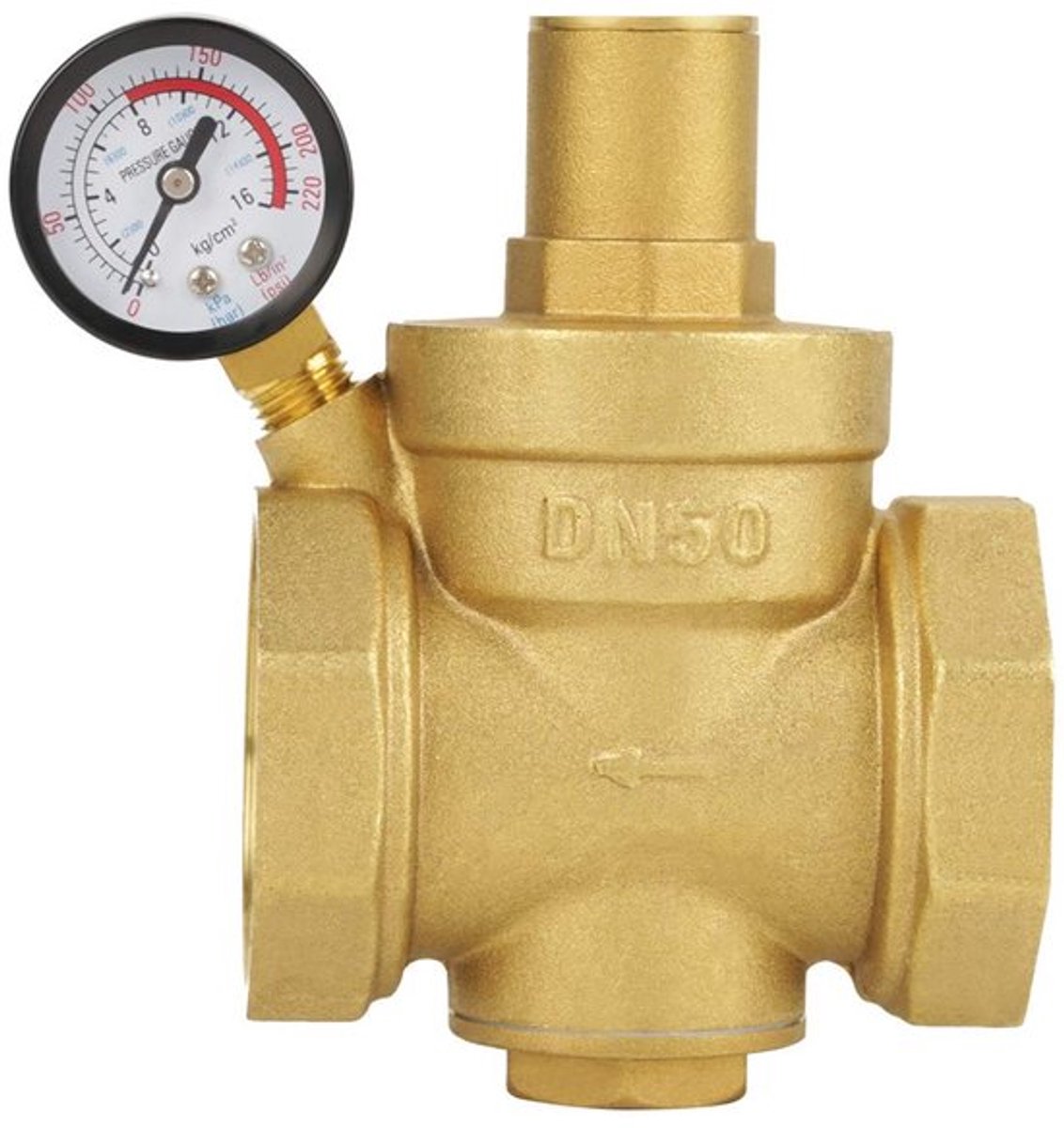 Waterdrukregelaar DN50 - Instelbare Drukregelaar - Messing - Duurzaam Gebruik - Geen Bypass - Max. Druk 1,6 Mpa