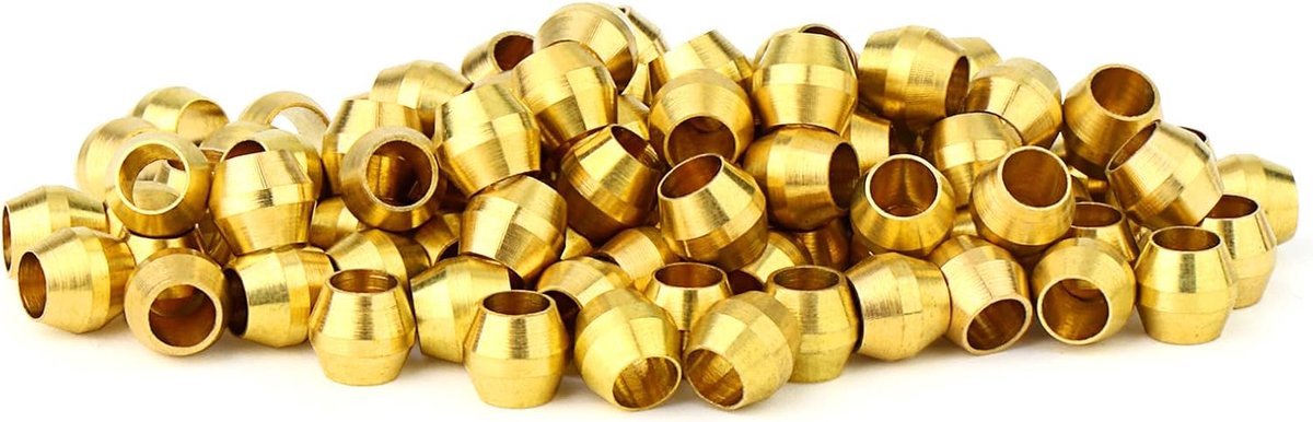 100 stuks Messing Compressie Fitting, Messing Compressie huls Ferrules 4mm Pipe OD