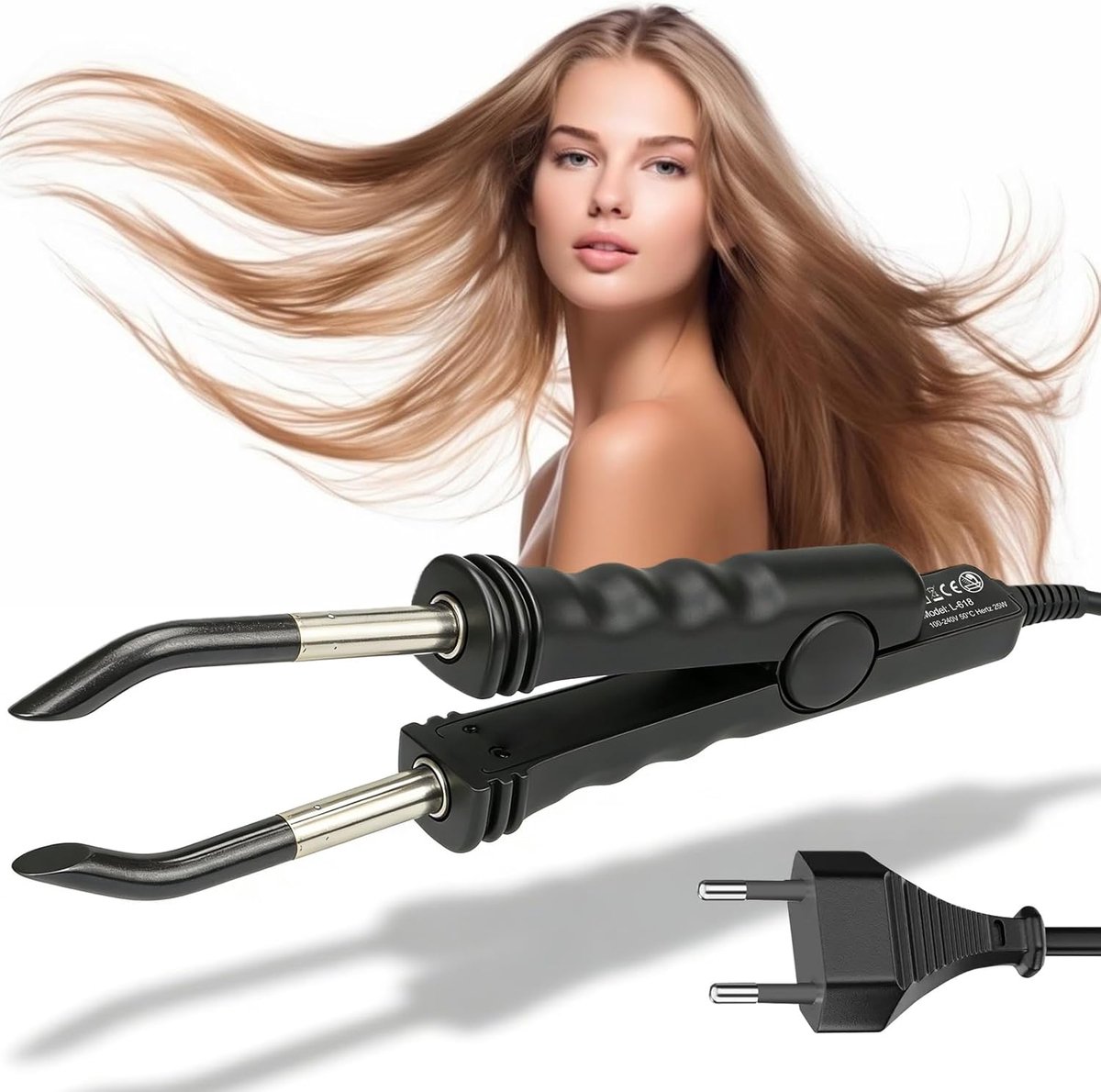 haarverlenging, styling, haarverlengingsijzer, warmtetang voor bondings, 200 °C warmtetang, haarextensies, iron, salon tool voor haarstyling en haarextensies, 100-240 V