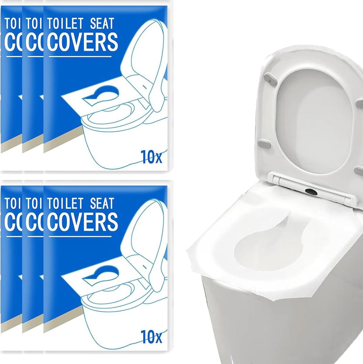 toiletkussen voor onderweg, afwasbare toiletstoelkussens, papieren toiletbril-pads, voor gebruik op reis of in openbare toiletten (60 stuks)