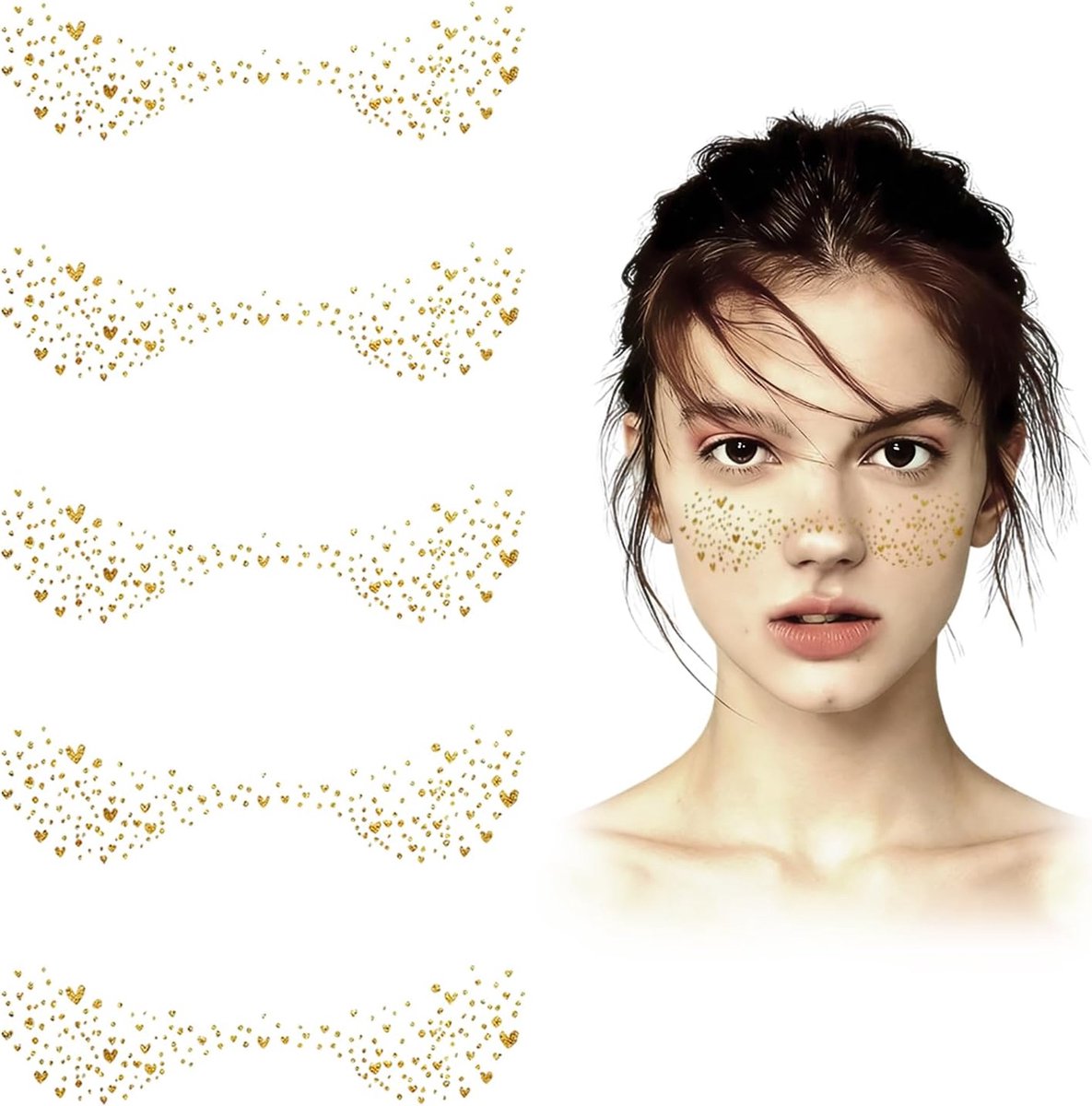 6 glitter freckles tattoo set met volledig lichaam holo-effect - sproeten tattoo & glitter tattoo gezicht voor festivals - duurzame glitter zomersproeten voor feestjes en carnaval
