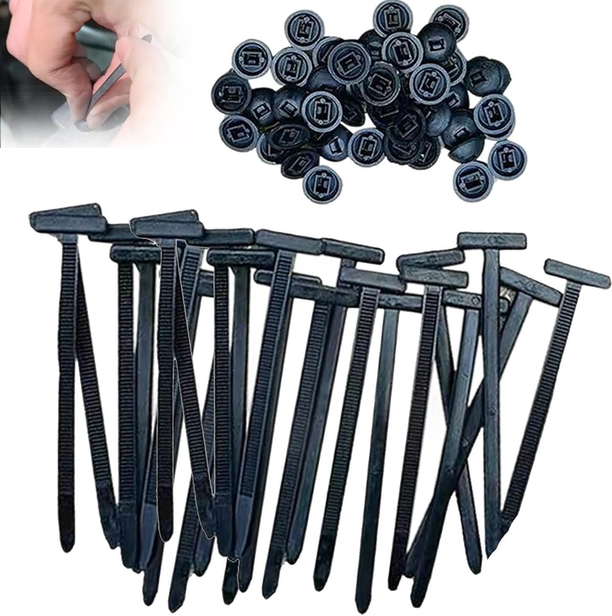 50 stuks herbruikbare kabelbinders, nylon universele kabelband, zwart, multifunctionele kabelbinders voor kabelbeheer, gereedschap, buizen en autobevestiging