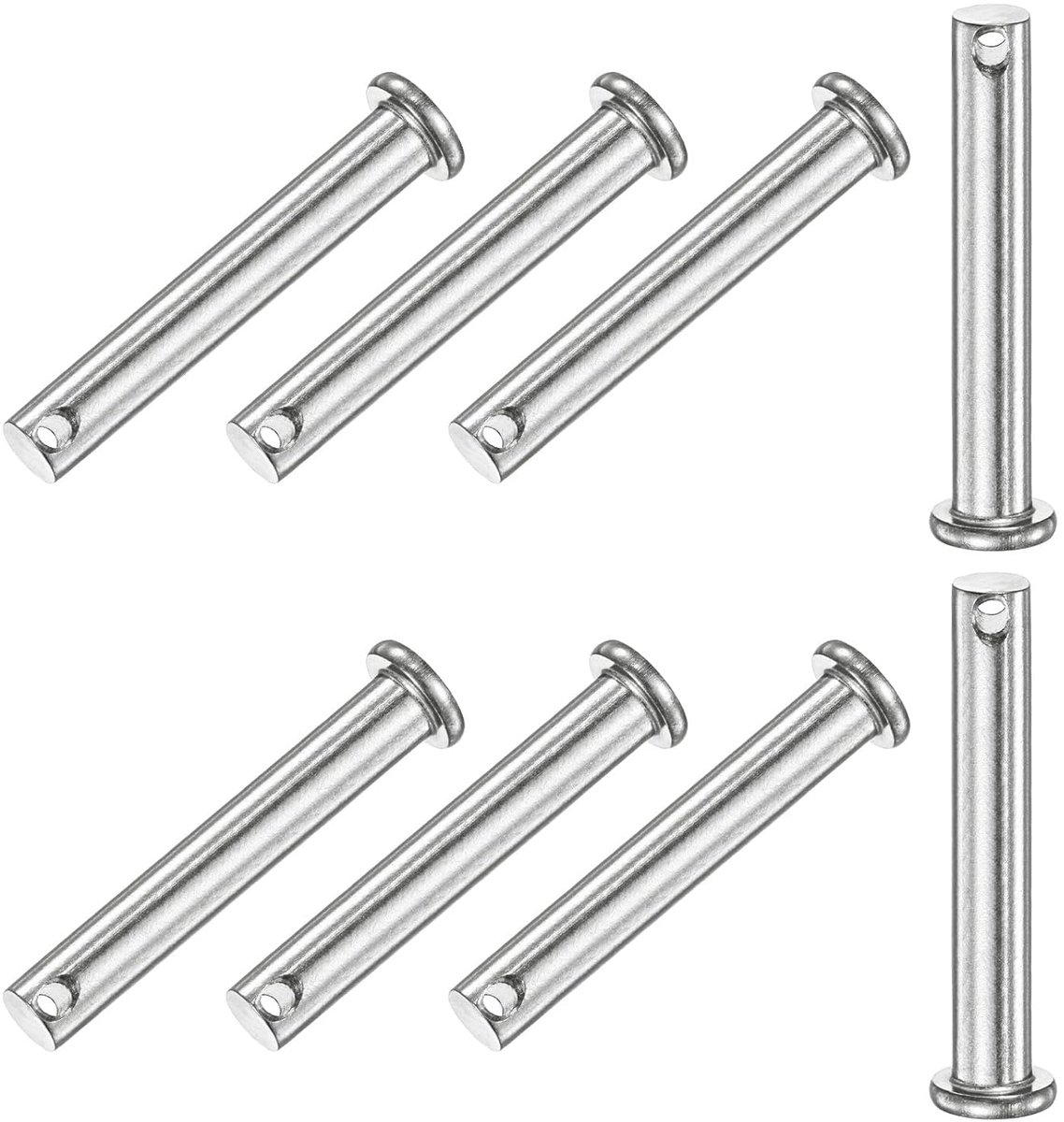 METERXITY Set van 8 vorkpennen met een gat, M8 x 55 mm, platte kop vorkpennen van roestvrij staal 304/vrachtwagens/grasmaaiers, verbindingsscharnier