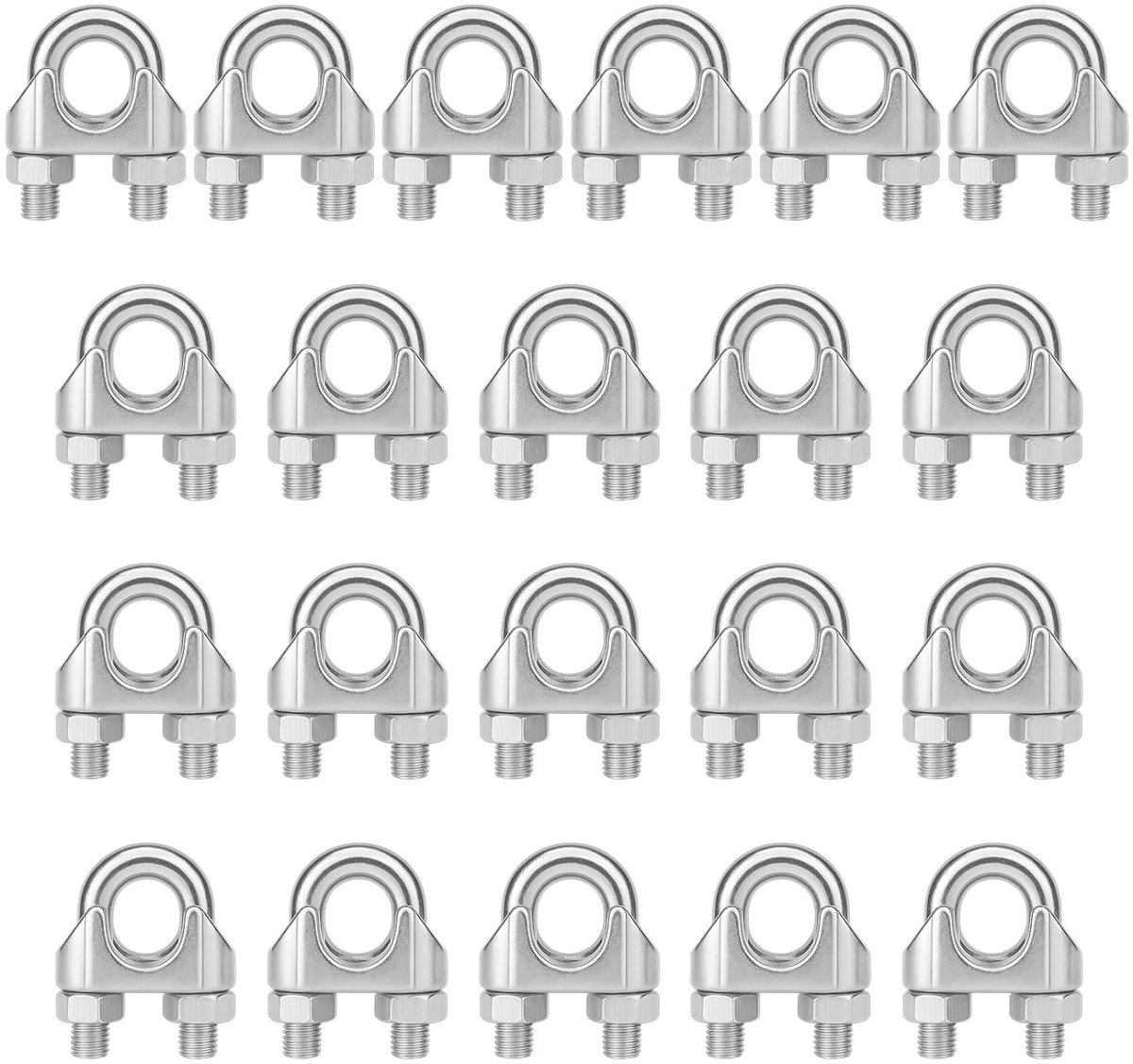 21 stuks kabelklemmen, U-vormige kabelklemmen van roestvrij staal, herbruikbare boogkabelklem, voor touwen, hekken, poorten, waslijnen, banners, parasols (M3)
