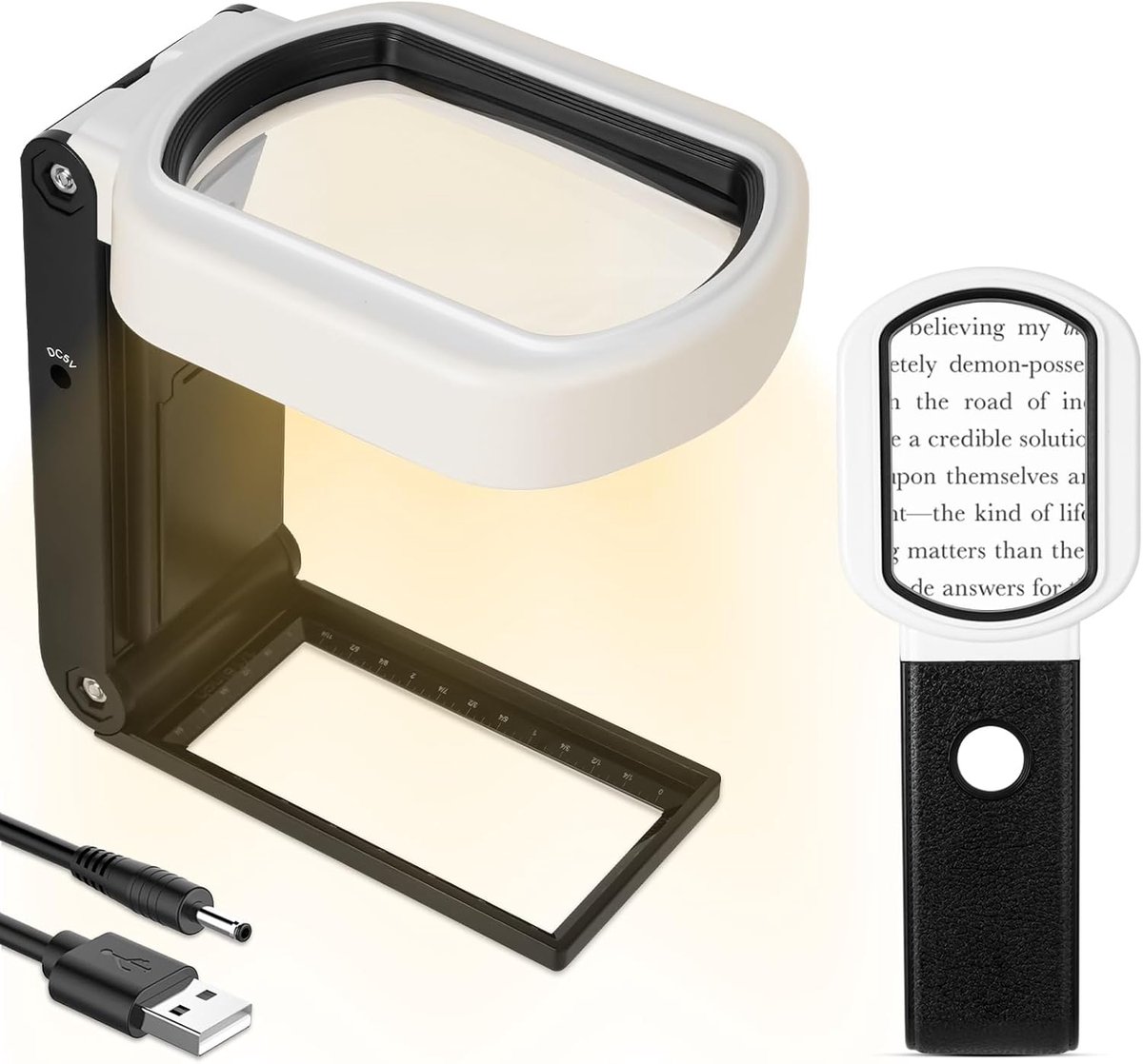 Leesvergrootglas, 25 x 10 x vergrotingsvergrootglas op voet, met 25 leds, opvouwbaar, magnifying glas, handlicht, 3 modi, vergrotingsgereedschap voor senioren, lezen, sieraden, inspectie